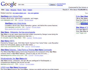 How and why does Google pick these Star Wars sites out of the millions of others?