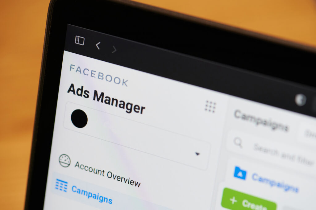 Facebook ads manager on laptop